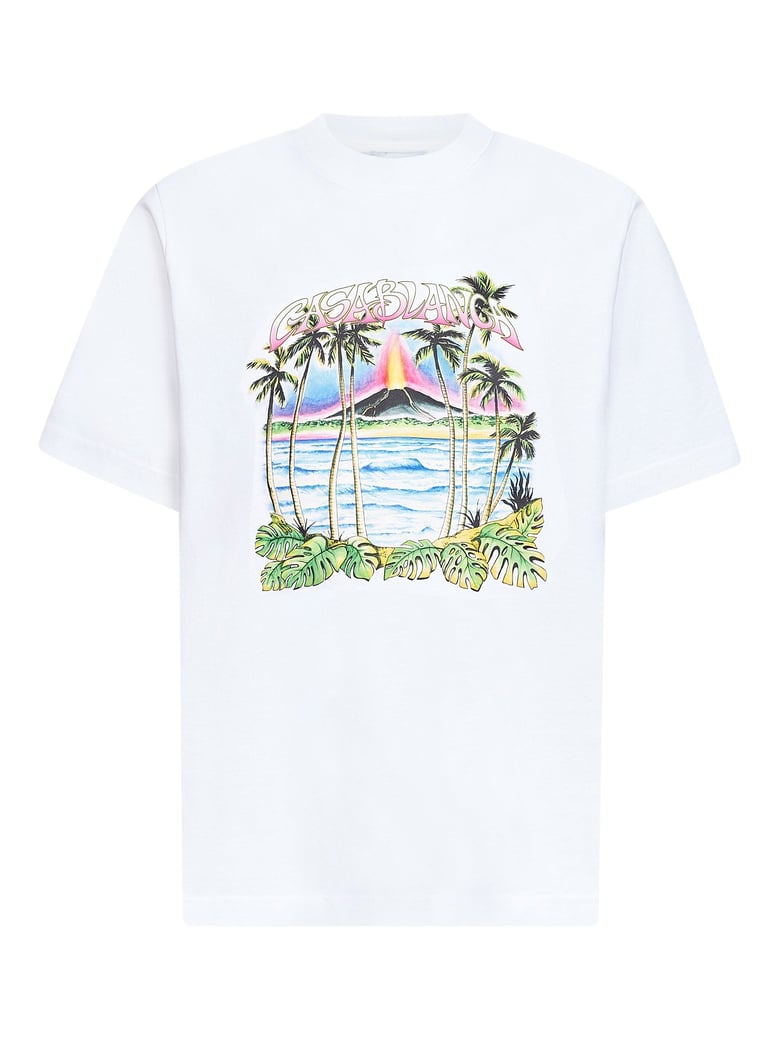 white volcano printed t-shirt by Selfnex