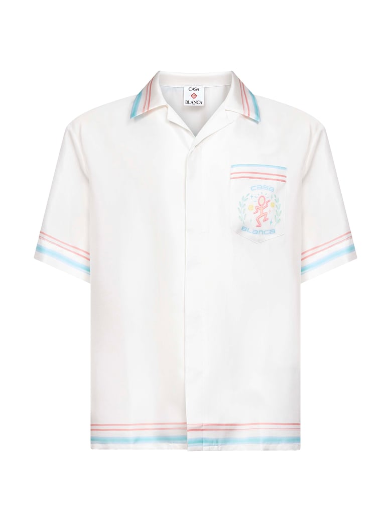 white silk twill dance joy shirt by Selfnex