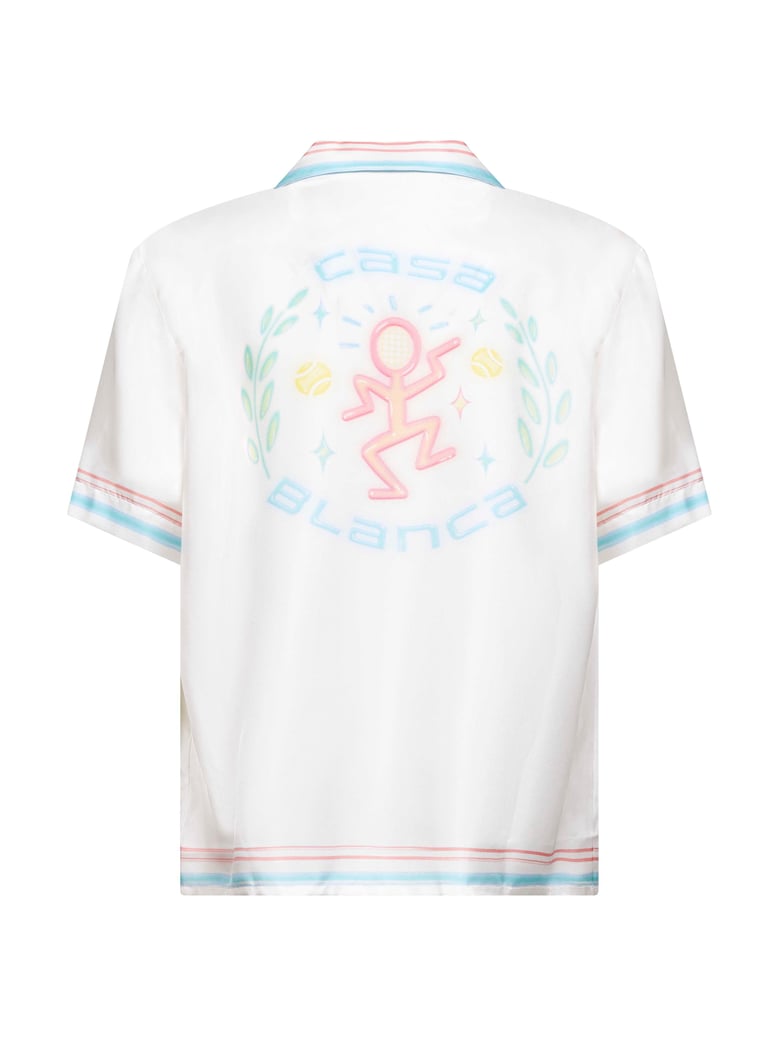 white silk twill dance joy shirt by Selfnex