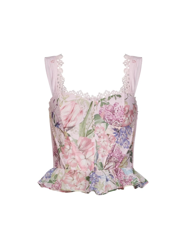bustier top floret pink floral by Selfnex