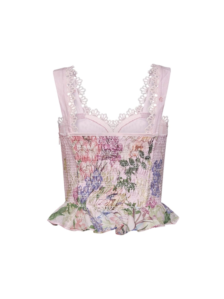 bustier top floret pink floral by Selfnex