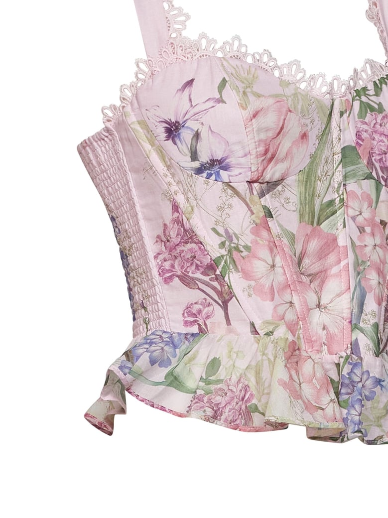 bustier top floret pink floral by Selfnex