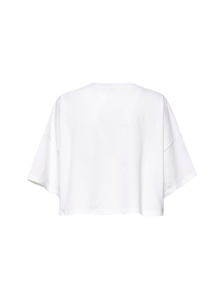 white cropped logo t-shirt by Selfnex