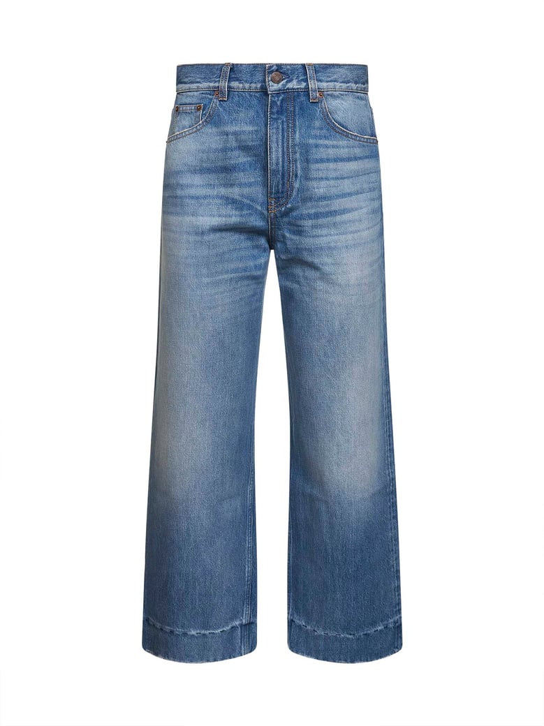 dream blue high-rise cropped jeans by Selfnex