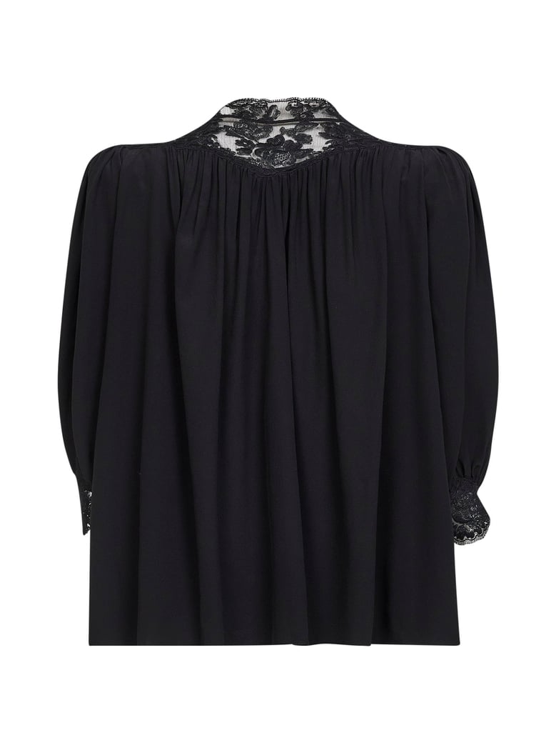 top black crêpe de chine and lace by Selfnex