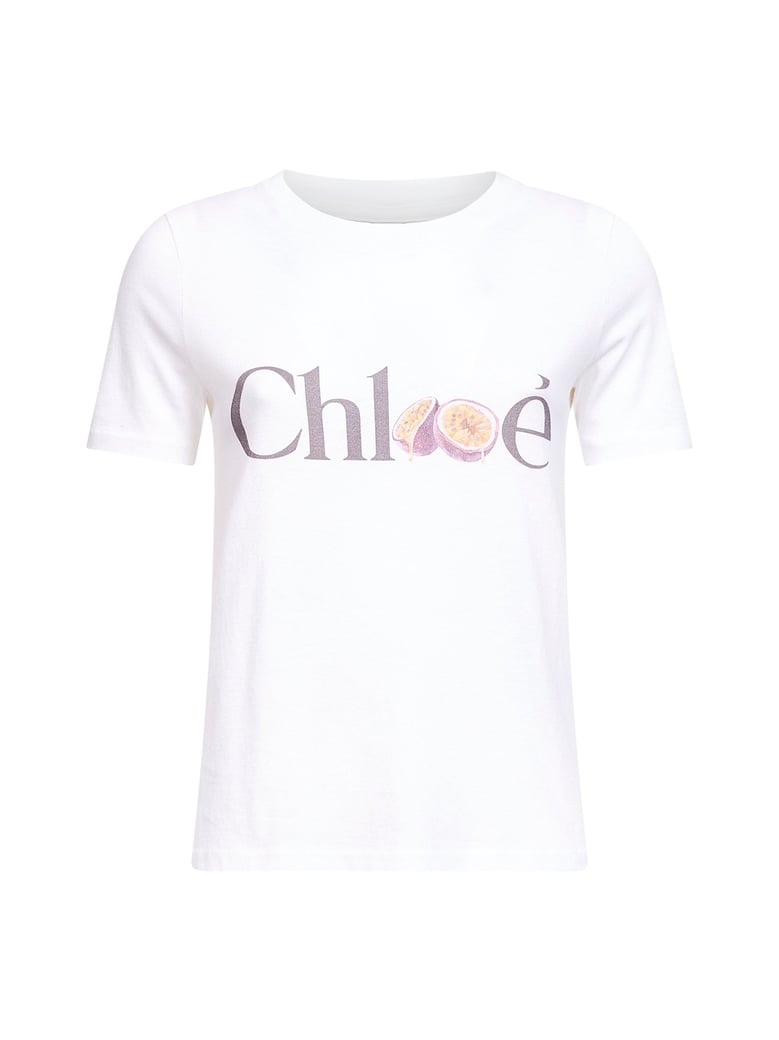 white cotton jersey baby-fit logo t-shirt by Selfnex