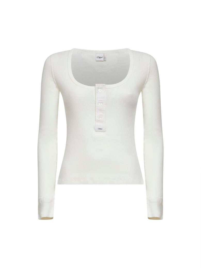 milk ribbed jersey henley t-shirt by Selfnex