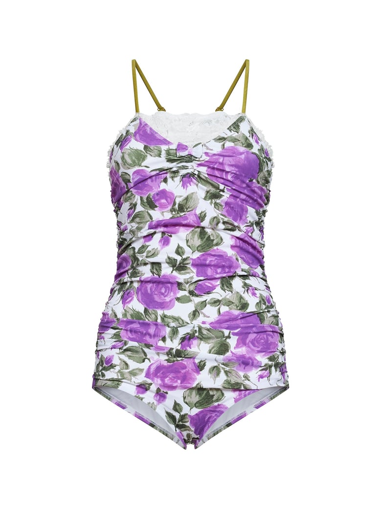 bodysuit rose-print white/purple by Selfnex
