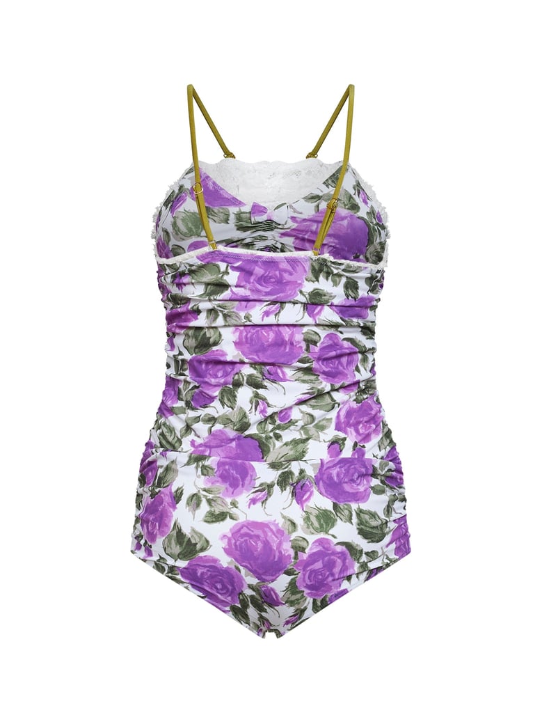 bodysuit rose-print white/purple by Selfnex