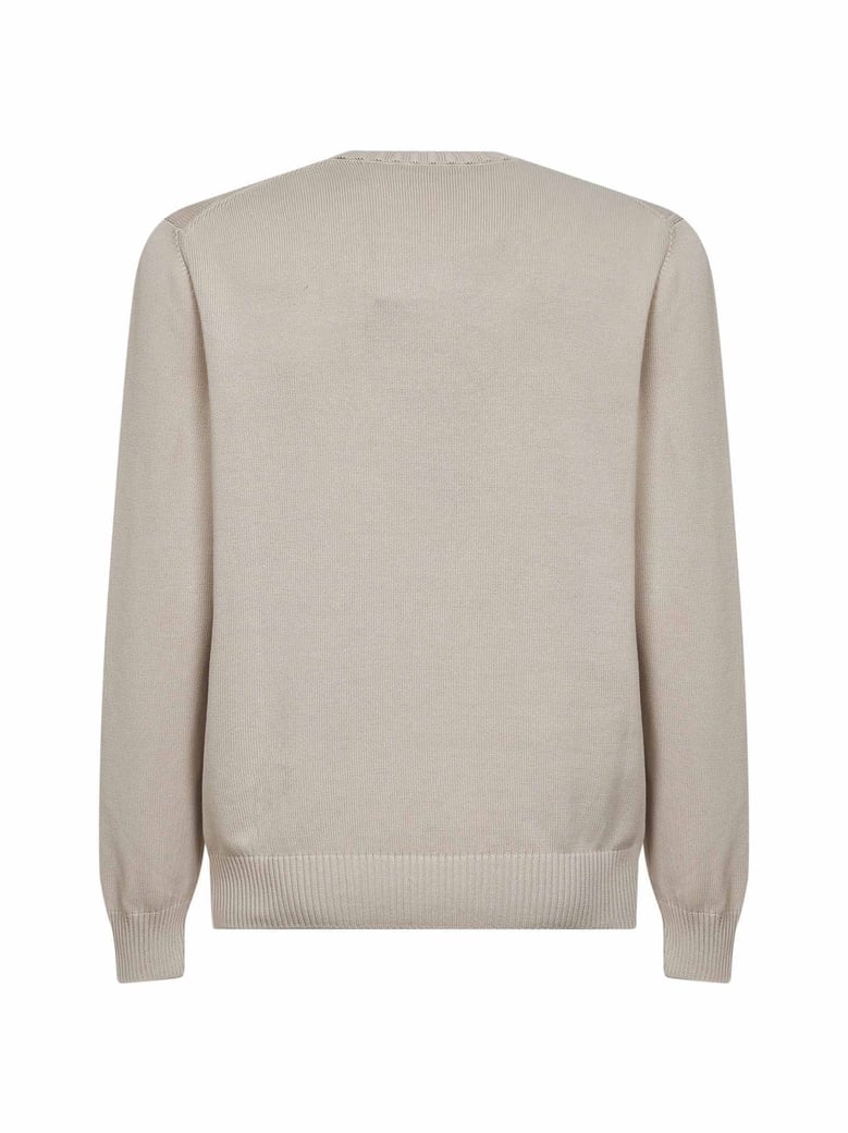 beige cotton knit crewneck sweater by Selfnex