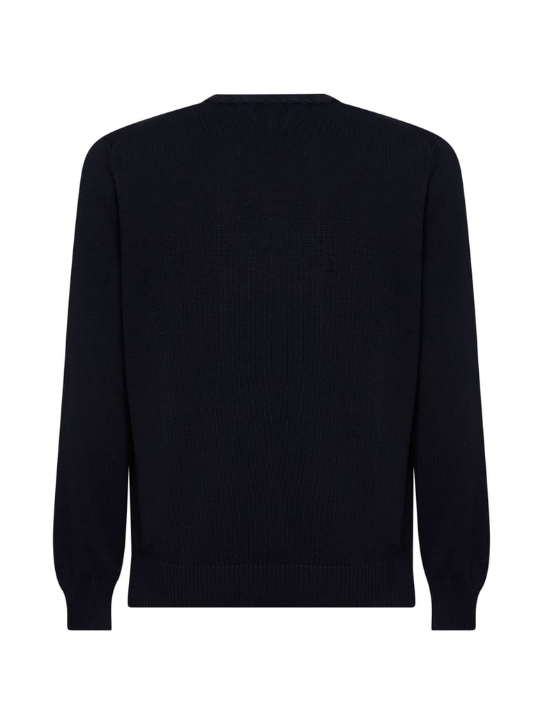 blue cotton knit crewneck sweater by Selfnex
