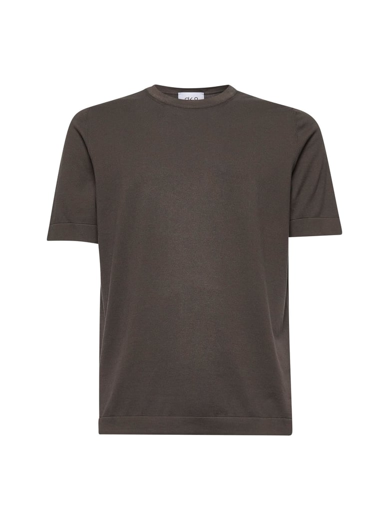brown cotton knit t-shirt by Selfnex