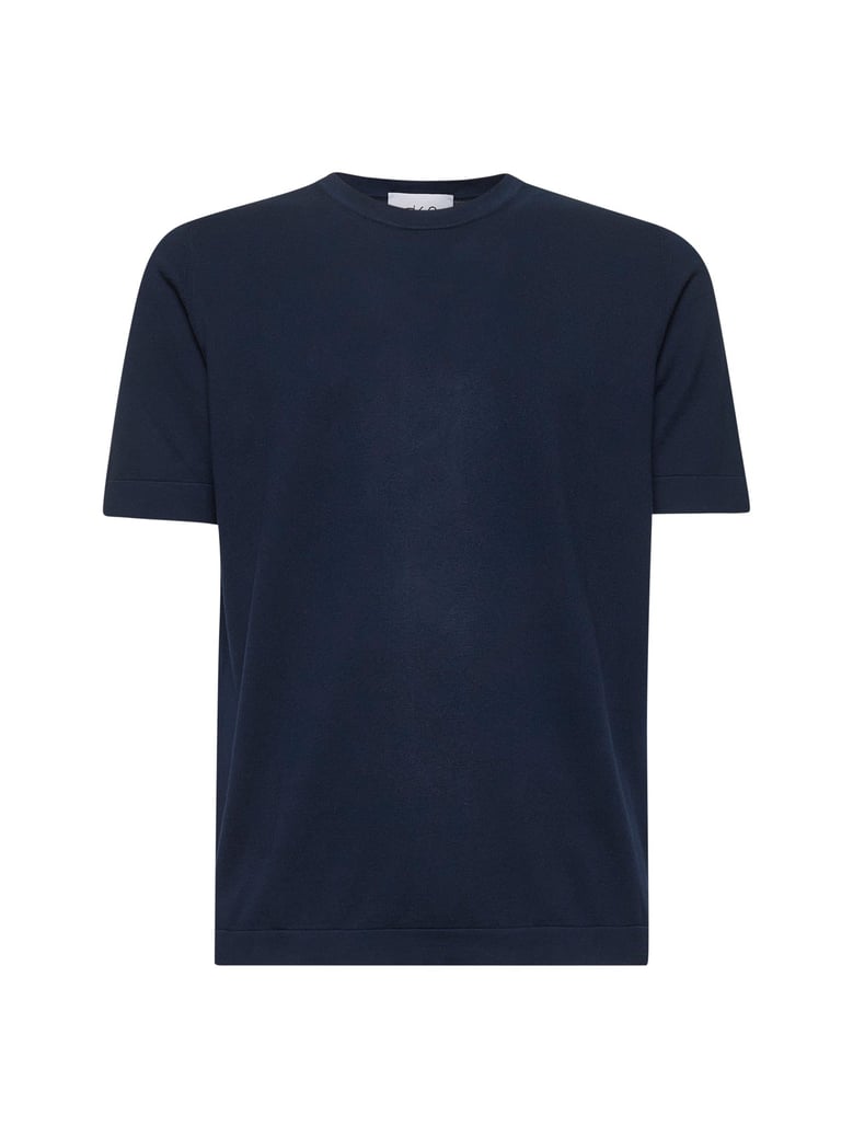 blue cotton knit t-shirt by Selfnex