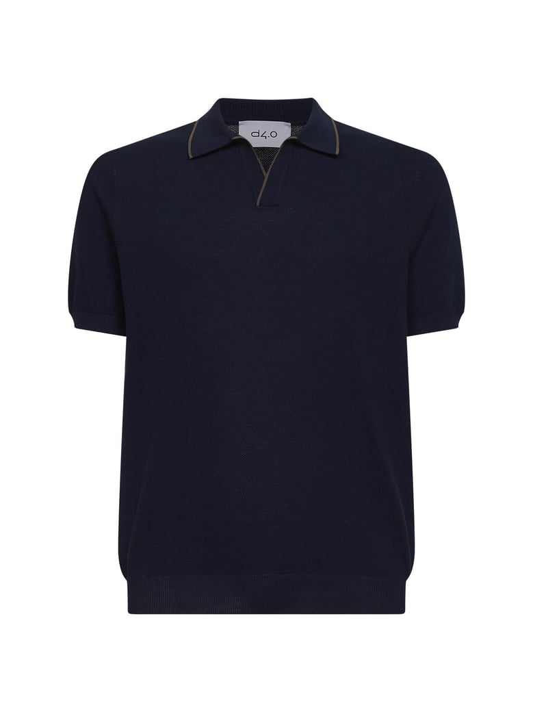 cotton knit polo shirt in blue by Selfnex