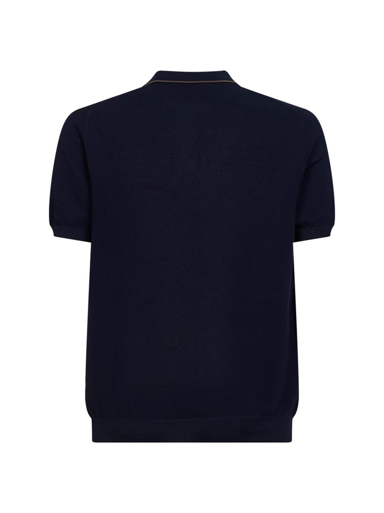 cotton knit polo shirt in blue by Selfnex