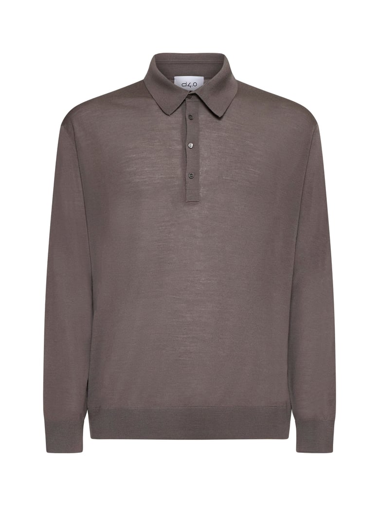 polo shirt taupe virgin wool by Selfnex