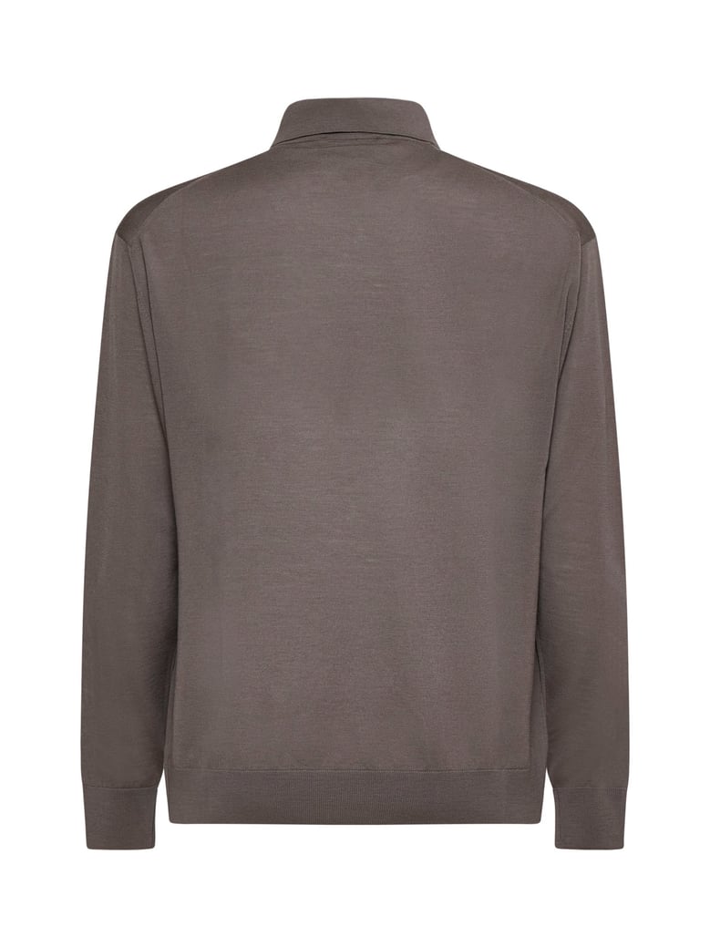 polo shirt taupe virgin wool by Selfnex