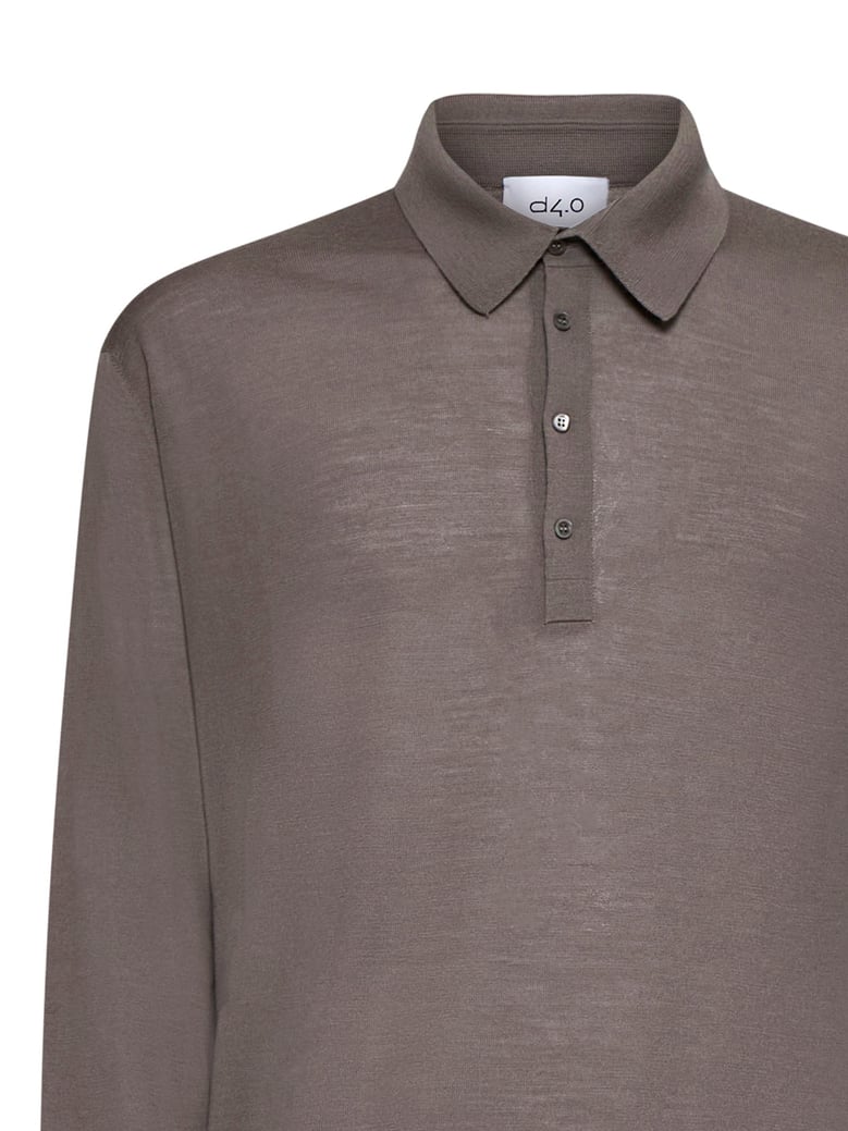 polo shirt taupe virgin wool by Selfnex