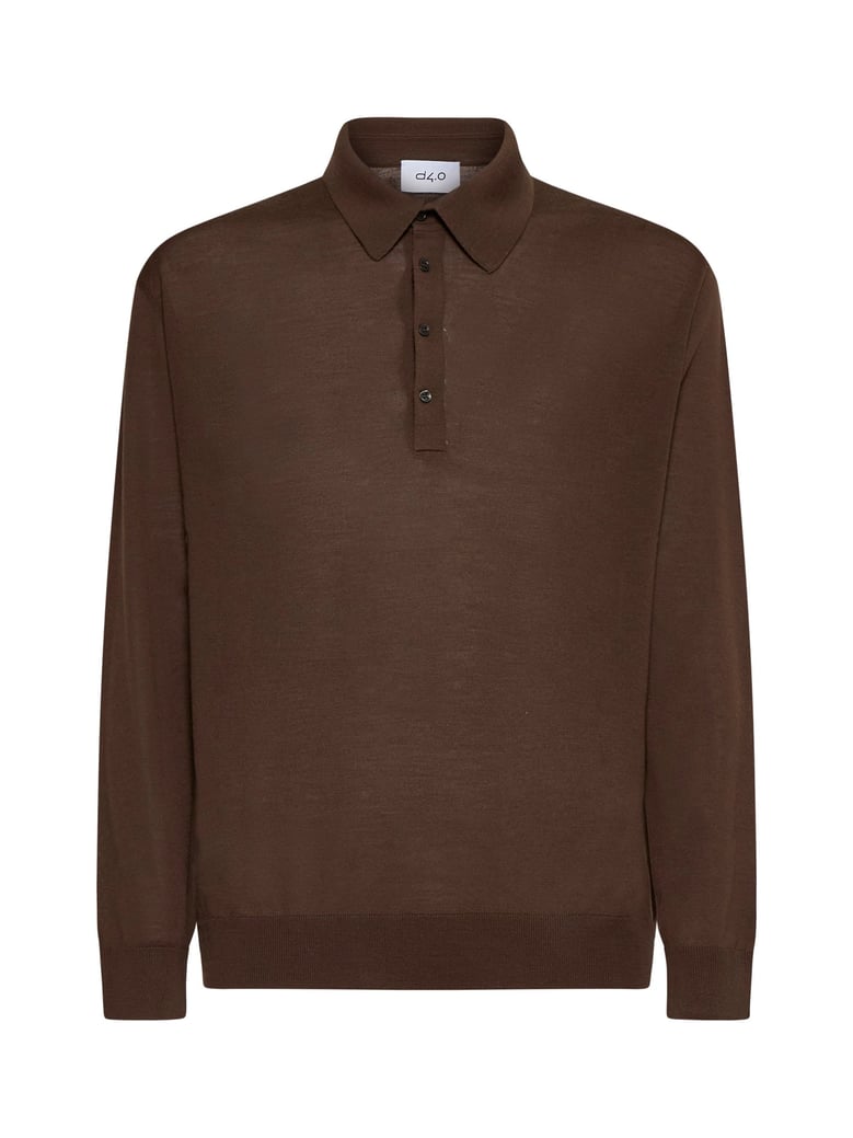 polo shirt brown wool knit by Selfnex