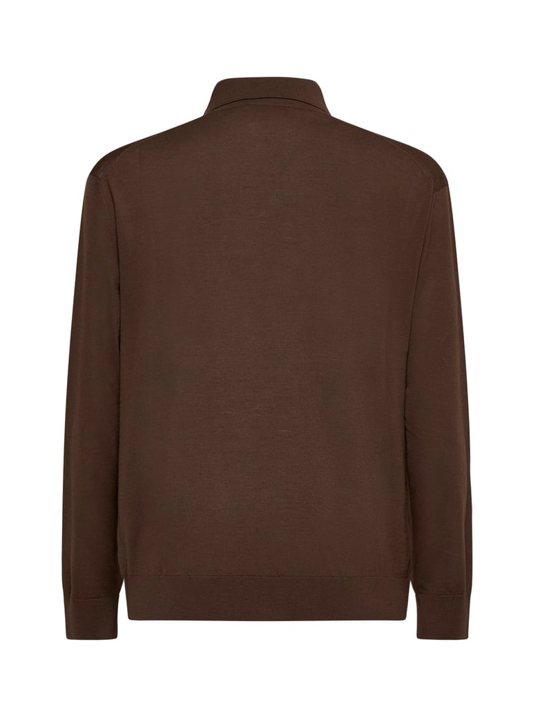polo shirt brown wool knit by Selfnex