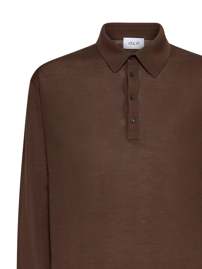 polo shirt brown wool knit by Selfnex
