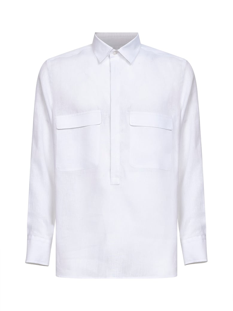 shirt white linen polo by Selfnex
