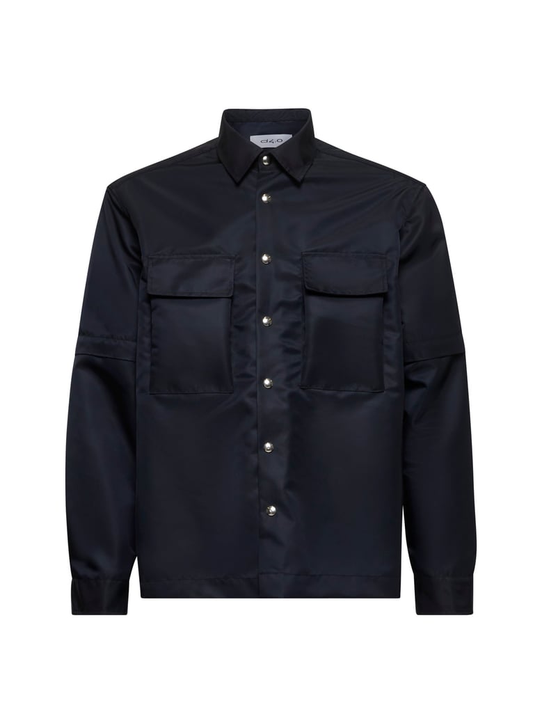 blue nylon shirt jacket by Selfnex