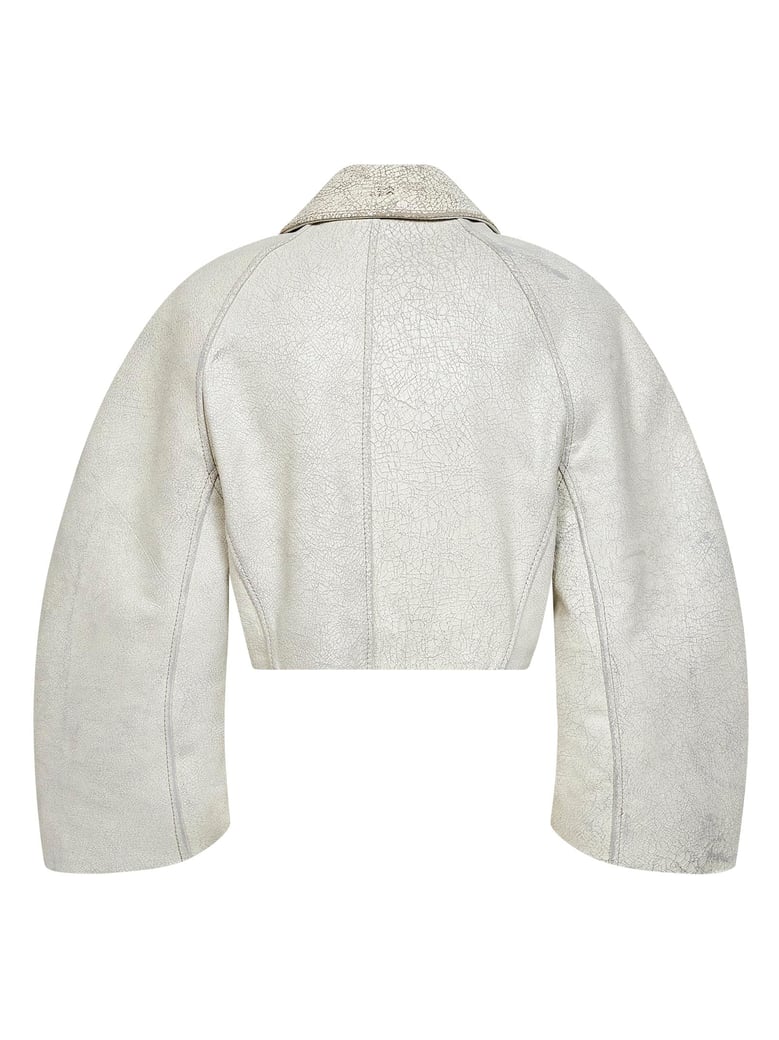 cropped crackled leather jacket by Selfnex