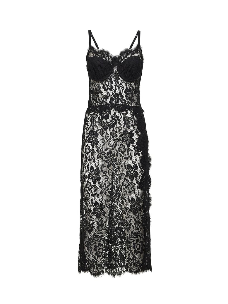 black cordonetto lace midi dress by Selfnex
