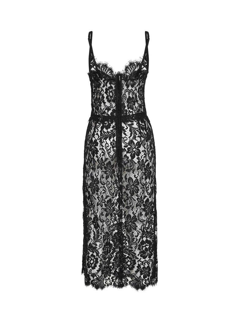 black cordonetto lace midi dress by Selfnex