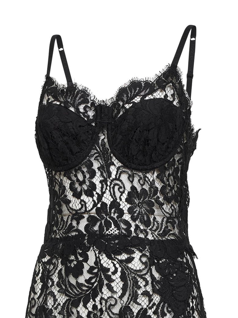 black cordonetto lace midi dress by Selfnex
