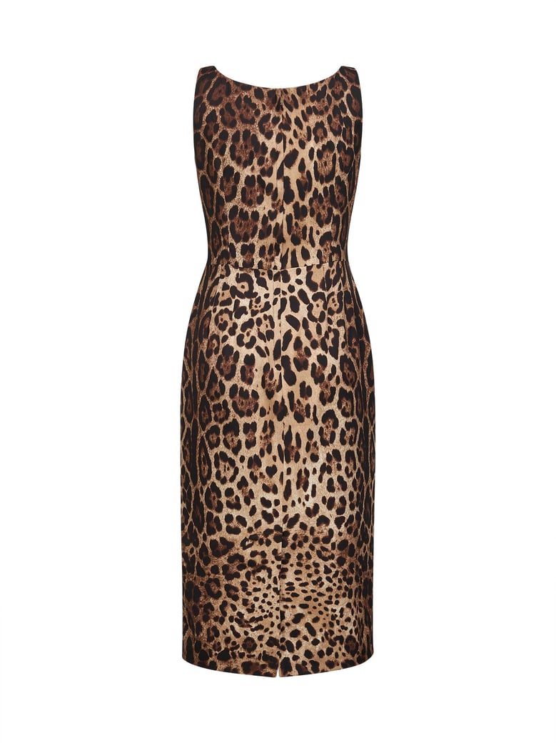 leopard printed stretch charmeuse midi dress by Selfnex