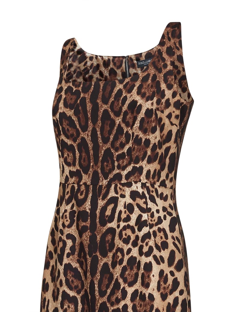 leopard printed stretch charmeuse midi dress by Selfnex
