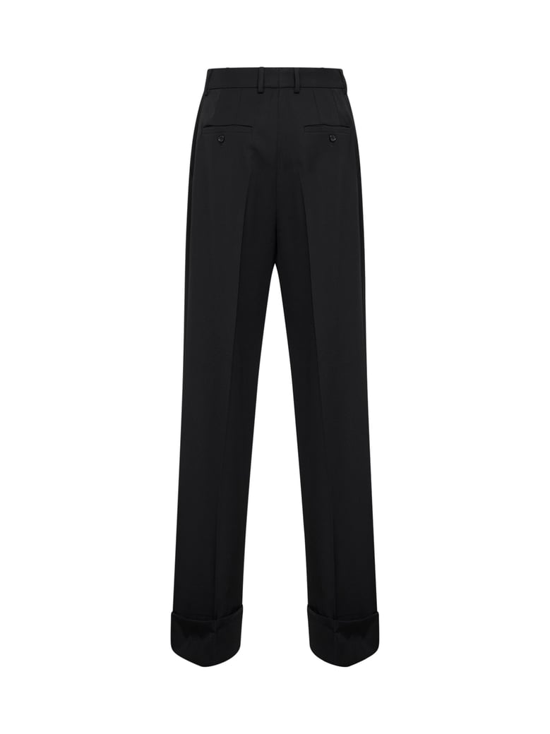 black wool gabardine straight trousers by Selfnex