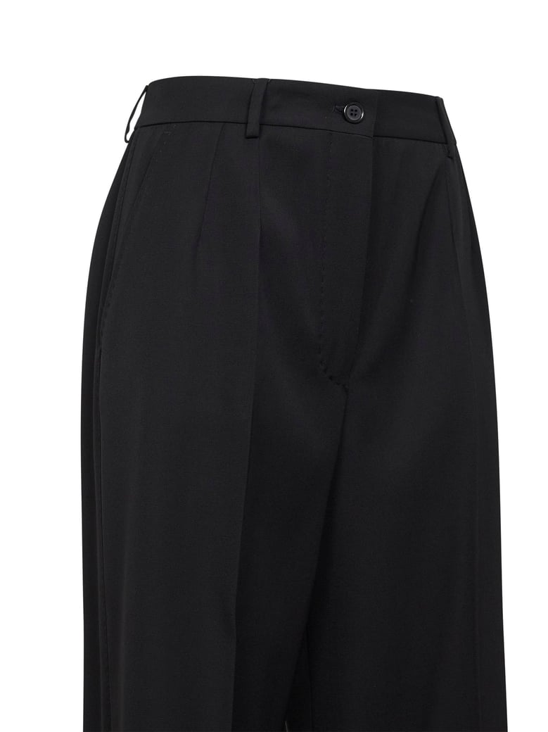 black wool gabardine straight trousers by Selfnex
