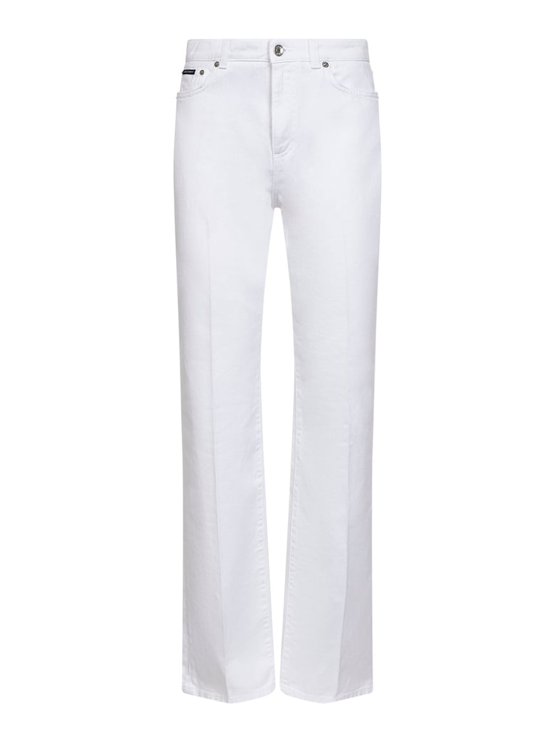 white cotton denim flared jeans by Selfnex