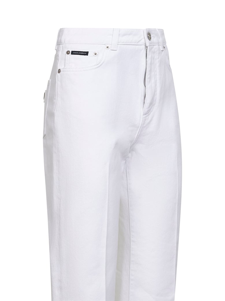 white cotton denim flared jeans by Selfnex