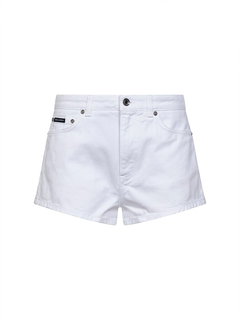 white cotton denim shorts by Selfnex