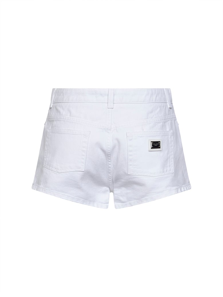 white cotton denim shorts by Selfnex