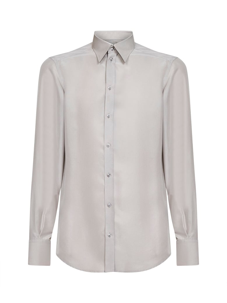 shirt martini silk crepe de chine light grey by Selfnex