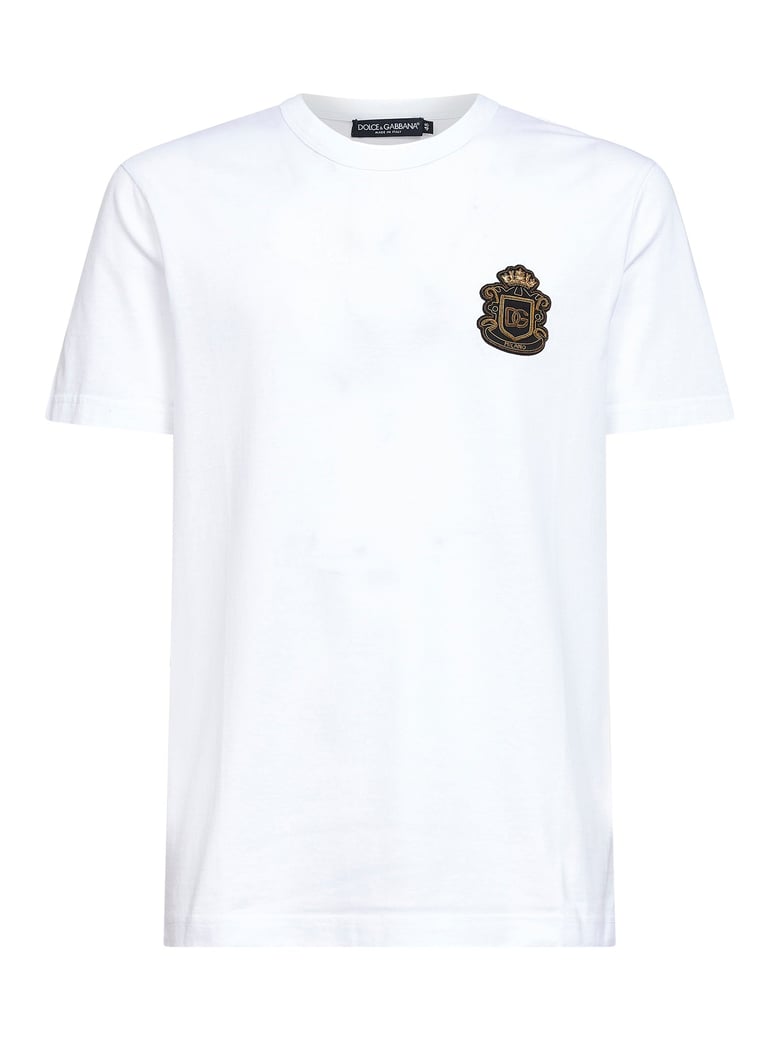 white cotton heraldic patch t-shirt by Selfnex