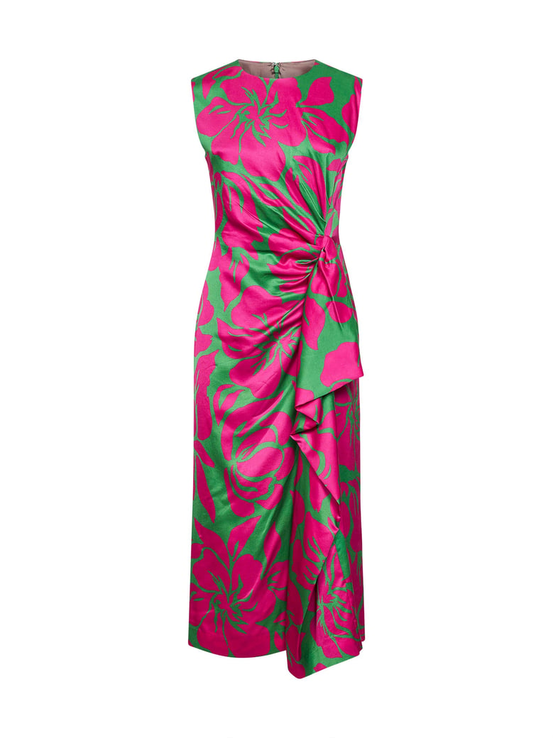 midi dress floral-print viscose by Selfnex