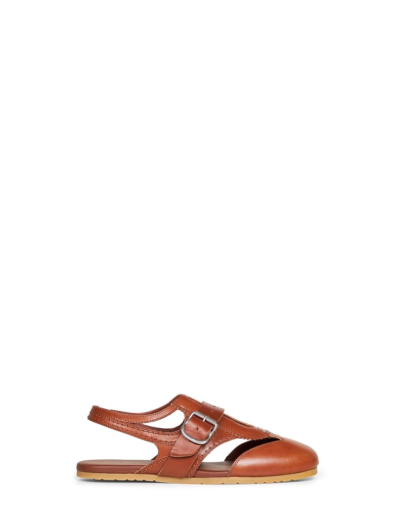 flat sandals calf leather burgundy by Selfnex