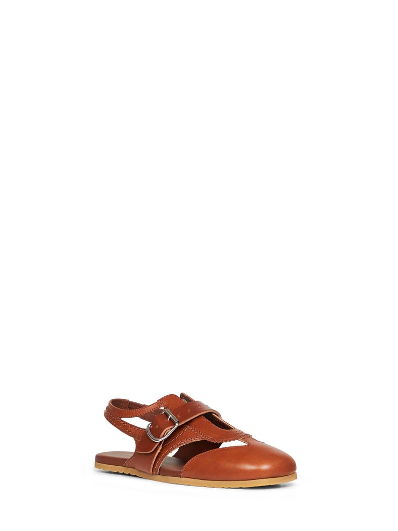 flat sandals calf leather burgundy by Selfnex