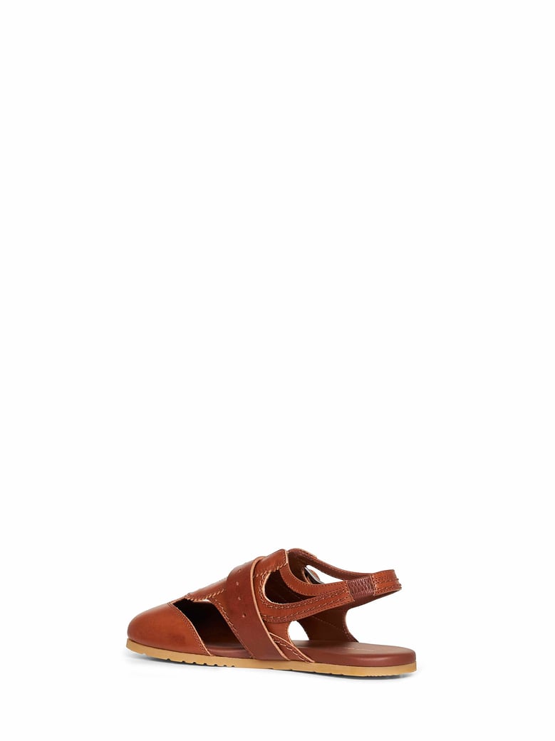 flat sandals calf leather burgundy by Selfnex