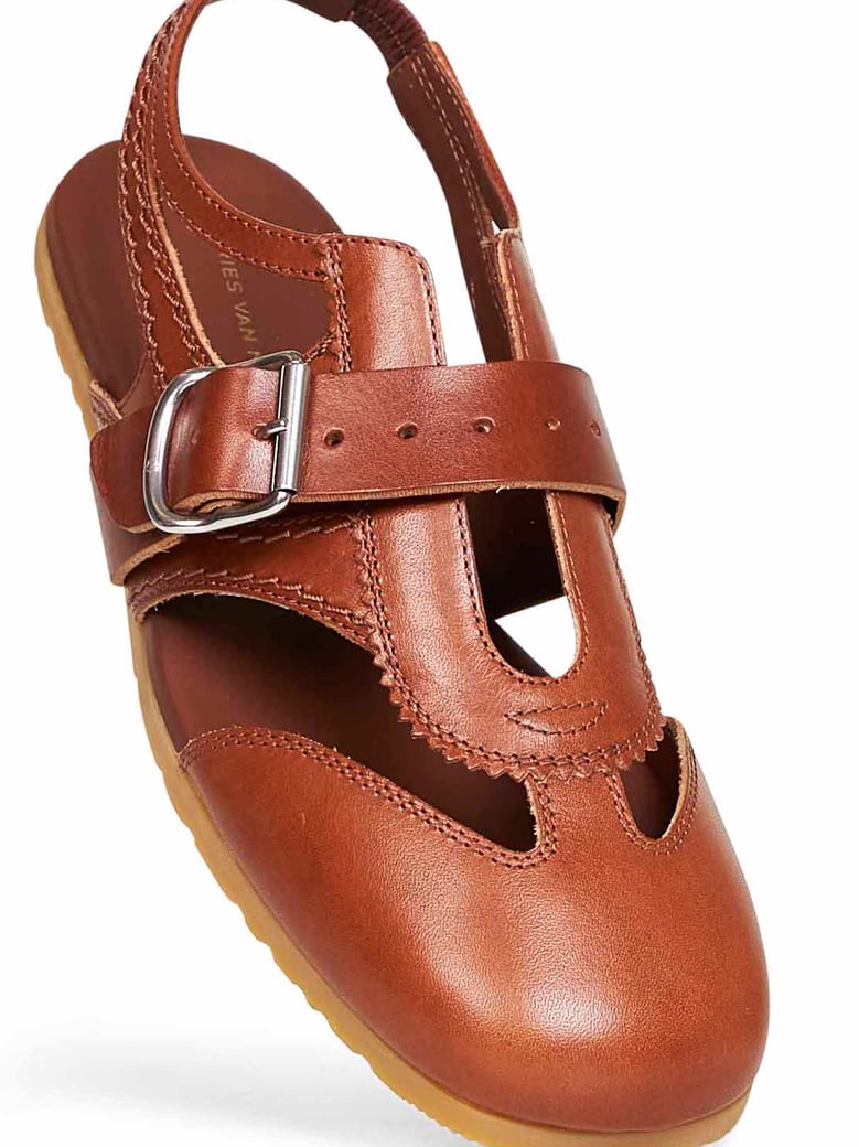 flat sandals calf leather burgundy by Selfnex