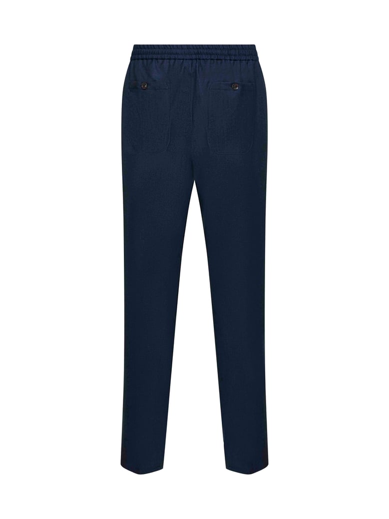 blue wool and linen jogger trousers by Selfnex