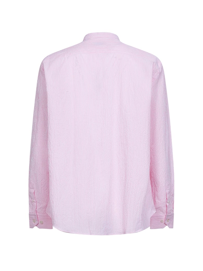 pink striped seersucker cotton shirt by Selfnex