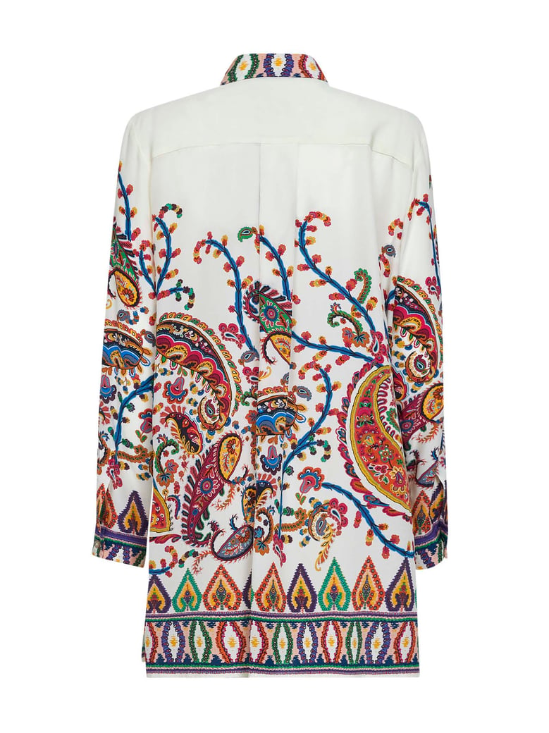 beige floral paisley-printed long shirt by Selfnex