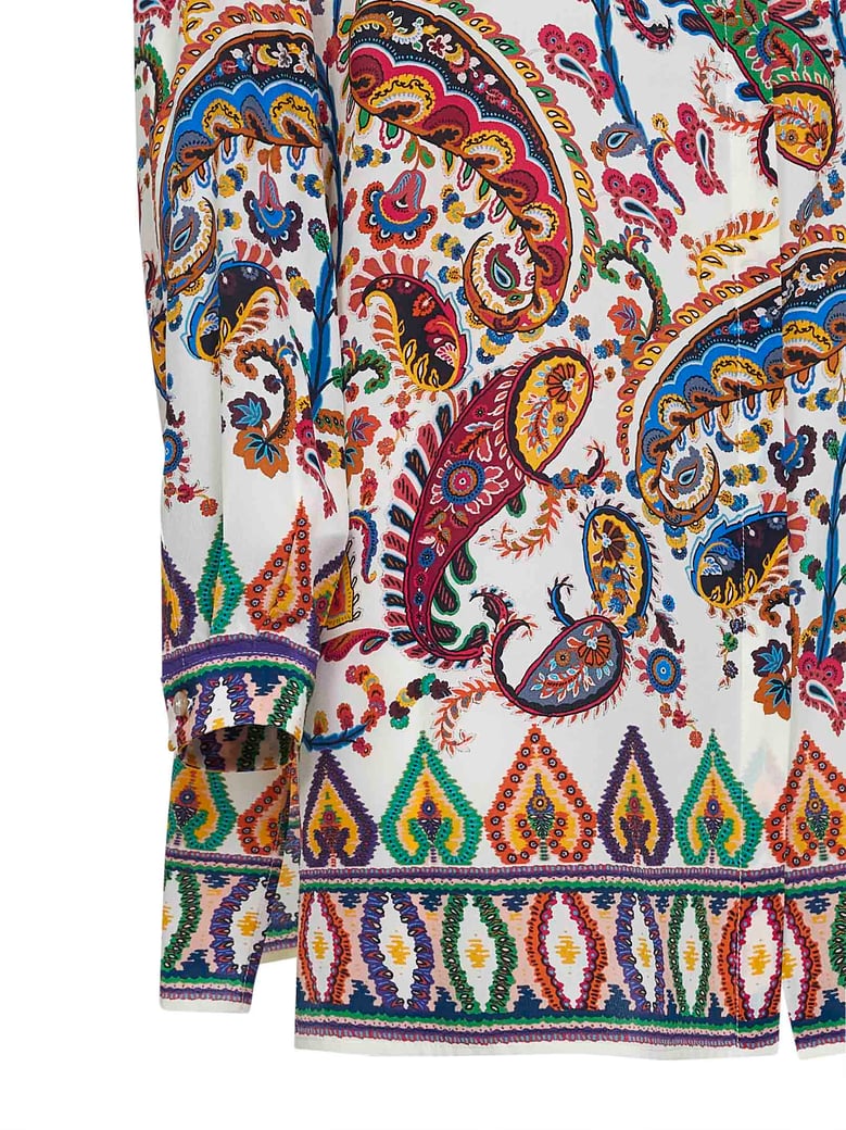 beige floral paisley-printed long shirt by Selfnex